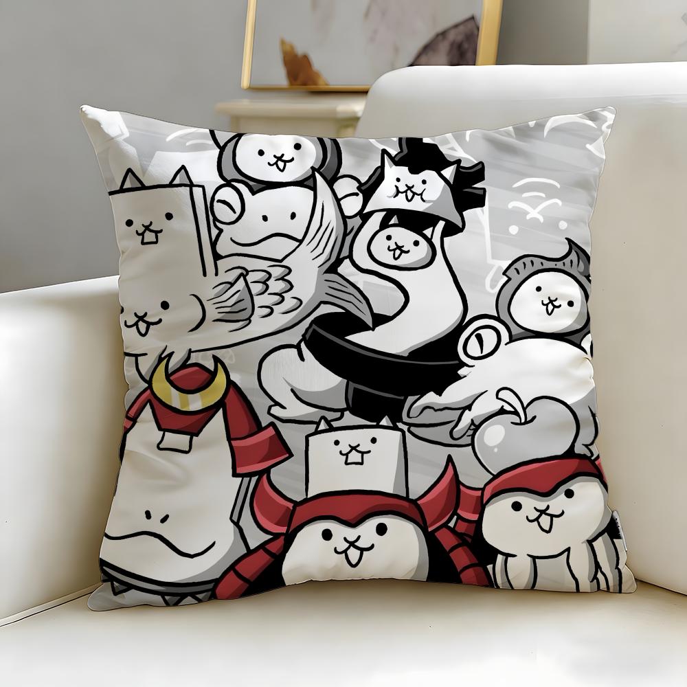 popular game The Battle Cats Cushion Cover Soft & Easy-Wash Pillow Case – Versatile for Couch, Bed, Travel and Office