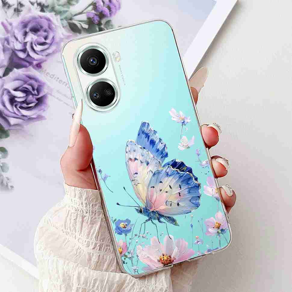For Huawei nova 10 SE 4G Case BNE-LX1 Luxury Flower Soft Silicone TPU Cover For Huawei Nova 10SE 6.67" Butterfly Phone Casing