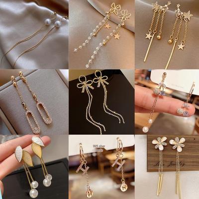 2024 Korean Trendy Long Tassel Earrings - Versatile Dongdaemun Design for Women
