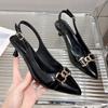 Fashion Women's Top Thin Heel Sandals Spring New Pointed Head Shallow Mouth Metal Chain Anti-slip Wear-resistant High Heels