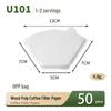 V60 Fan-shaped Raw Wood Pulp Coffee Filter, 100 Sheets, Hand Drip Disposable