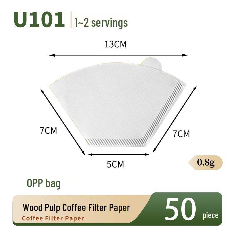 V60 Fan-shaped Raw Wood Pulp Coffee Filter, 100 Sheets, Hand Drip Disposable