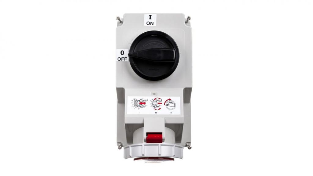 Gniazdo Stałe Z Wyłącznikiem 0-1 Duże 32A 5P 400V Ip67 /Blokada Mechaniczna/ 75252-6