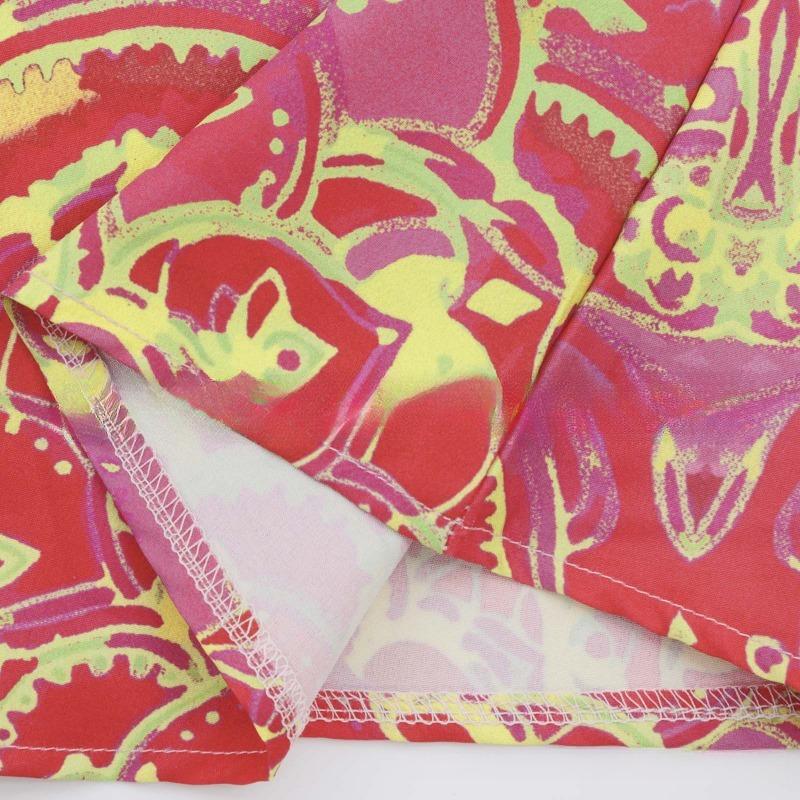 GMXIA Kobieca modna sukienka maxi z kwiatowym wzorem, dekoltem w serek i krótkim rękawem