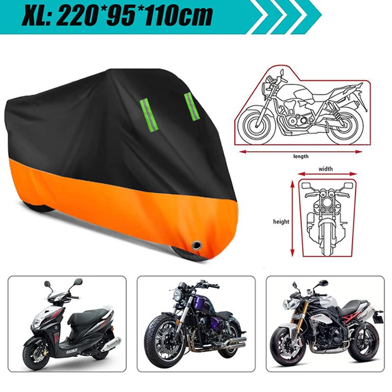 Universal Cod Waterproof Motorcycle Cover 4 Layers Thickened Rainproof Sunproof With Lock Holes Outdoor Protection Motor Cover