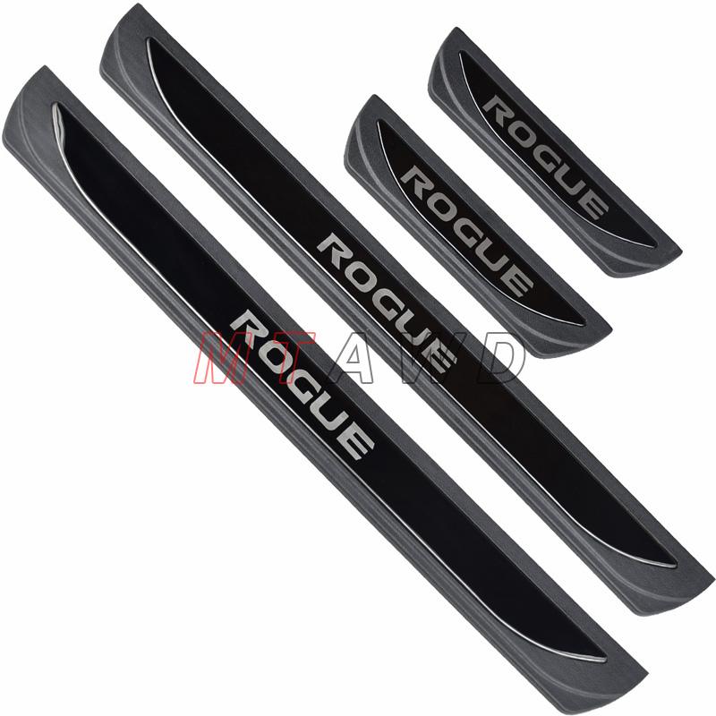 

For Nissan Rogue 2014- 2024 2025 Accessory Stainless Car Door Sill Kick Scuff Plate Entry Guard Protector Cover Trim Styling Black ROGUE Letter