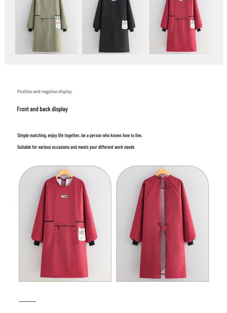 Waterproof Oil-Proof Long-Sleeve Kitchen Apron for Men & Women