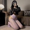 Sheer Silk Stockings Garter Belt Suspender Pantyhose for Women See Through Open Crotch Cutout Tights Leggings Lingerie
