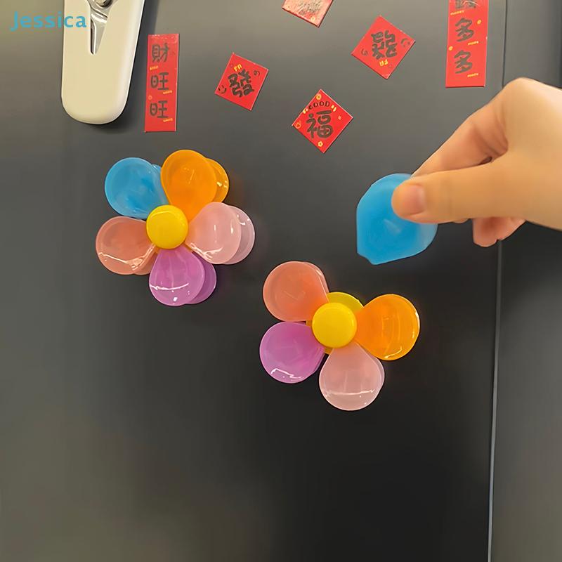 Colorful Magnetic Flower Refrigerator Magnets  Bag Clips - 2-In-1 Fridge Decor  Food Sealer Clips