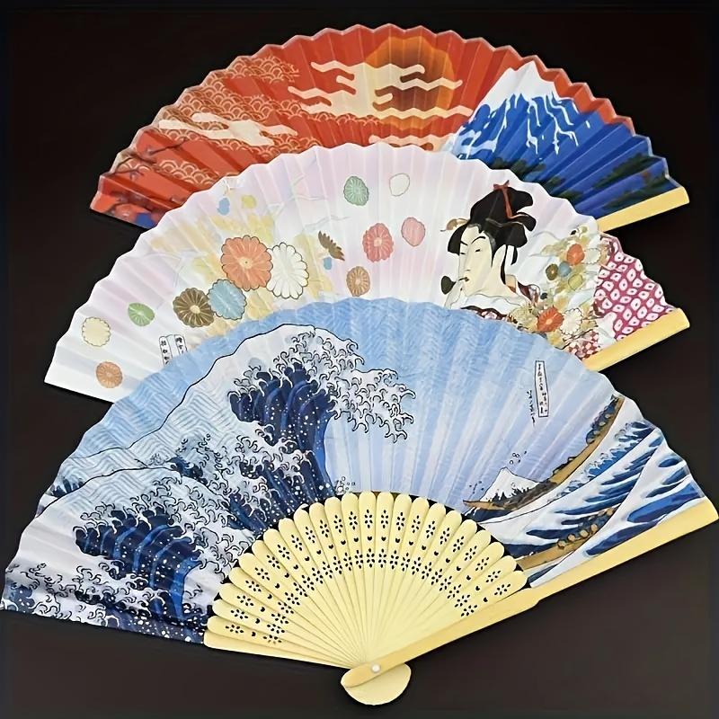 Pappersfläkt i japansk stil, handhållen vikbar fläkt för sommaren, för att dekorera ditt hem, vardagsrum eller kontor, en fantastisk vårpresent till din mamma