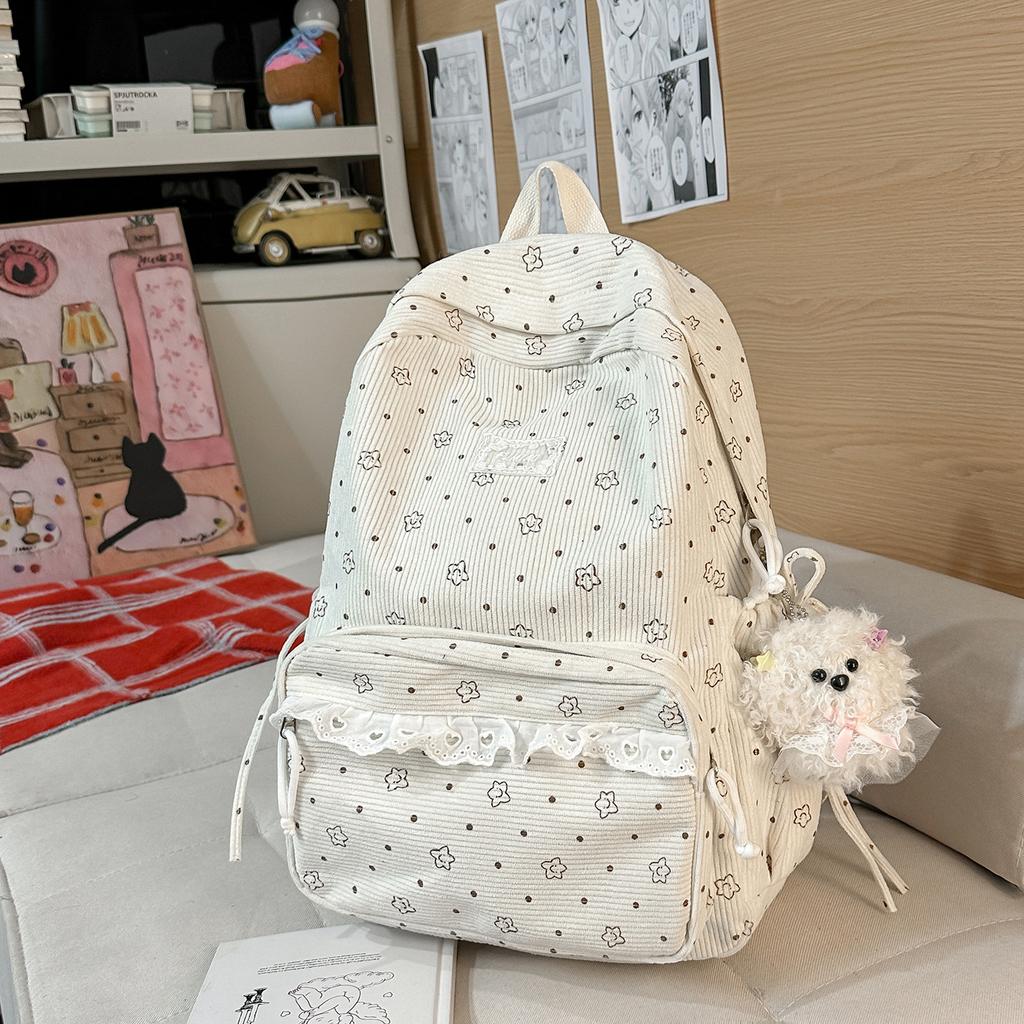 Schoolbag New Backpack Female Korean Version Ins Literary Small Fresh Wind Junior High School Student Backpack Large Capacity Casual Backpack
