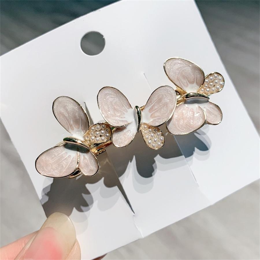 New Korean Colorful Crystal Butterfly Spring Hairpin Zircon Alloy Top Clip Horizontal Clip Elegant Women's Fashion Hair Jewelry