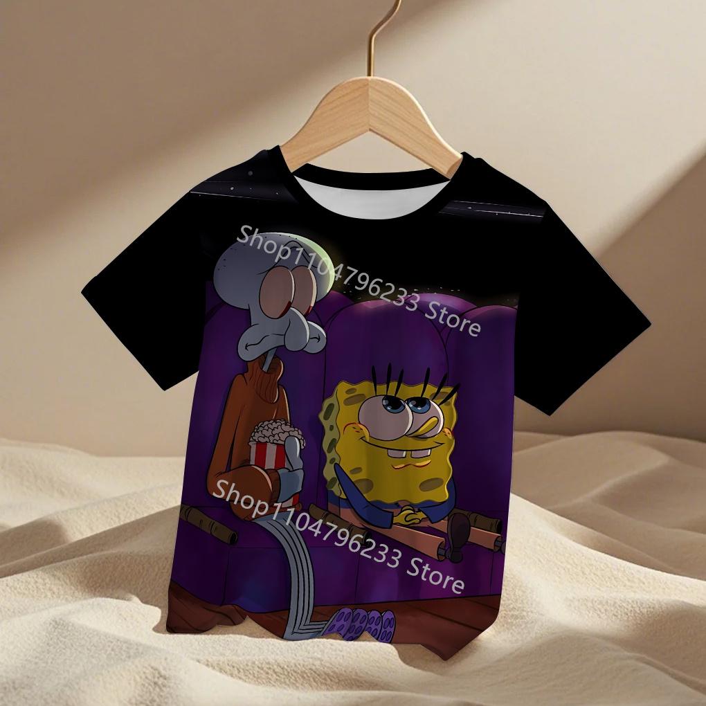 Fashion SpongeBob Kids Cartoon Anime Boys Girls Summer Fashion Casual Men's Women's Tshirts Children Adult Parent Child T Shirts