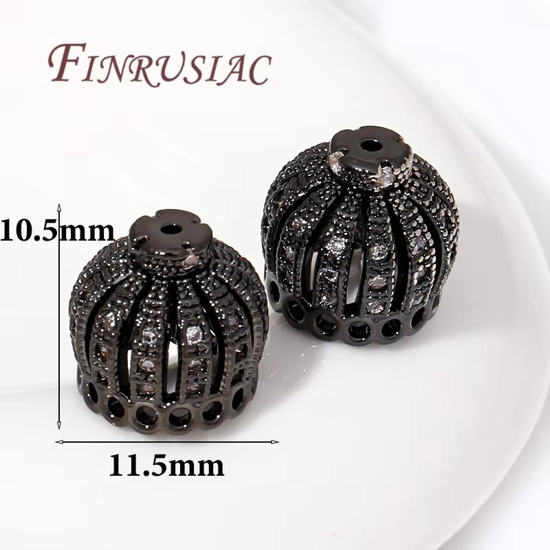 18K Gold Plated Brass with Zircon Spacers Bead Caps For Jewelry Making,Flower Bead End Caps DIY Necklace Bracelets Accessories