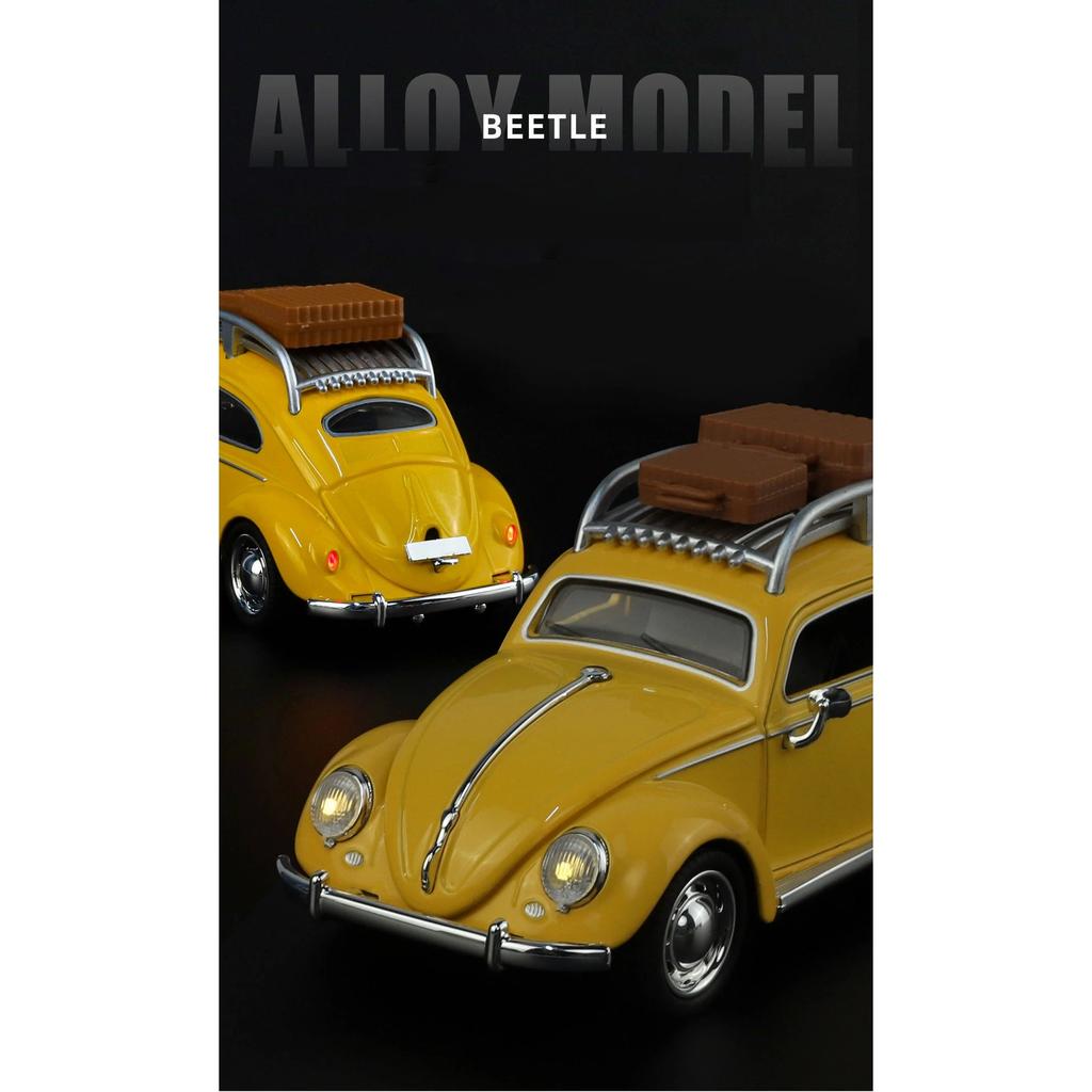1/32 Beetle 1995 Classic Car Alloy Car Model Sound and Light Pull Back Children's Toy Collectibles Birthday Gift