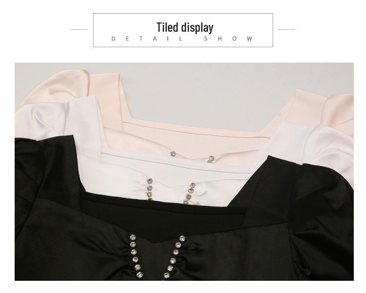2024 Women's Summer Square Neck Slimming T-Shirt with Short Sleeves