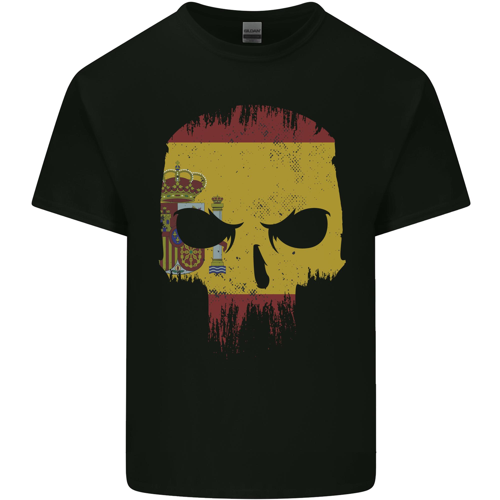 Spain Skull Spanish Gym Flag Biker Unisexs Light Cotton TShirt S