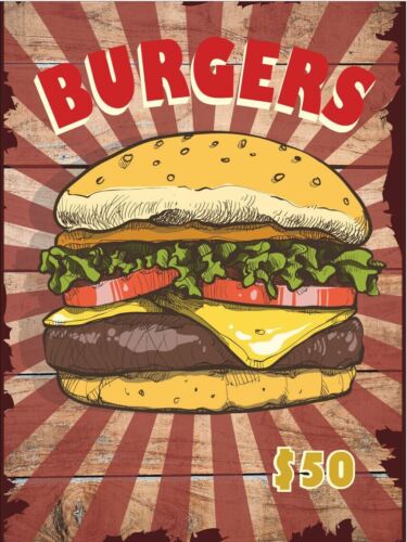 

Burgers Vintage Retro Metal SignAluminum 20x30cm（7.8x11.8inch）