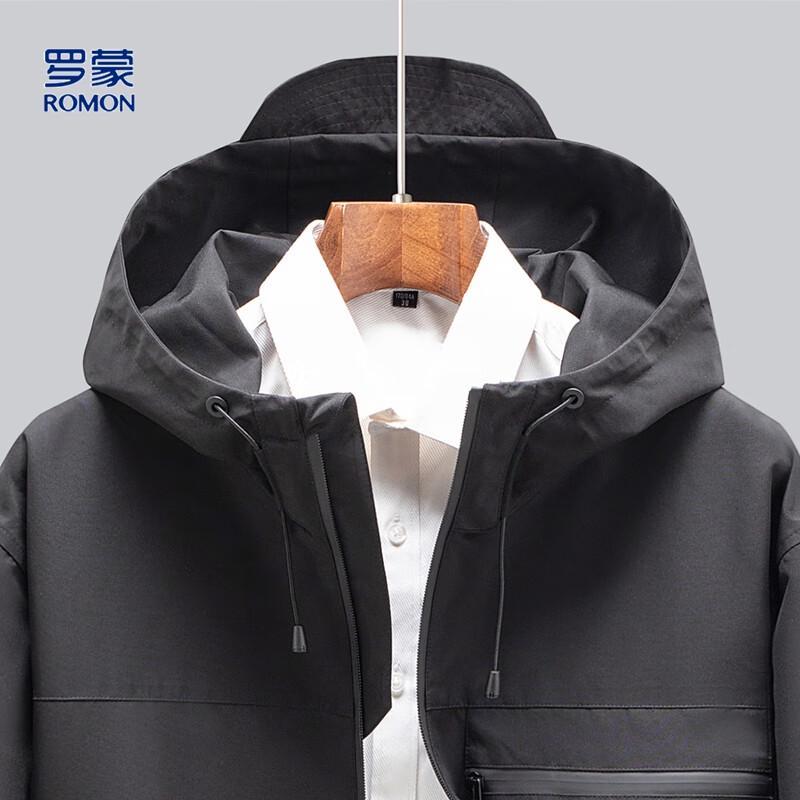 ROMON Men's Mid-length Windproof Hooded Workwear Jacket