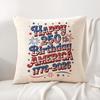 happy Anniversary of the US Cushion Cover Natural Linen Organic Fabric DoubleSided Printing Sofa Home Decor Gift Pillow Cover
