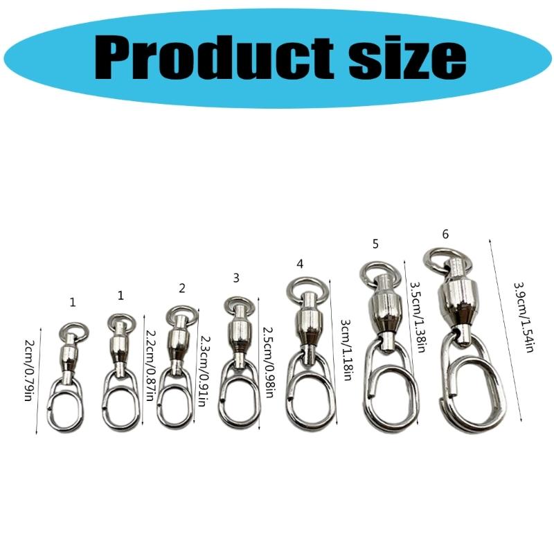 50Pcs Fishing Line Hook Connectors Round Bearing Swivels Fishing Snap Fishing Swivels Fishing Swivels with Locking Snap