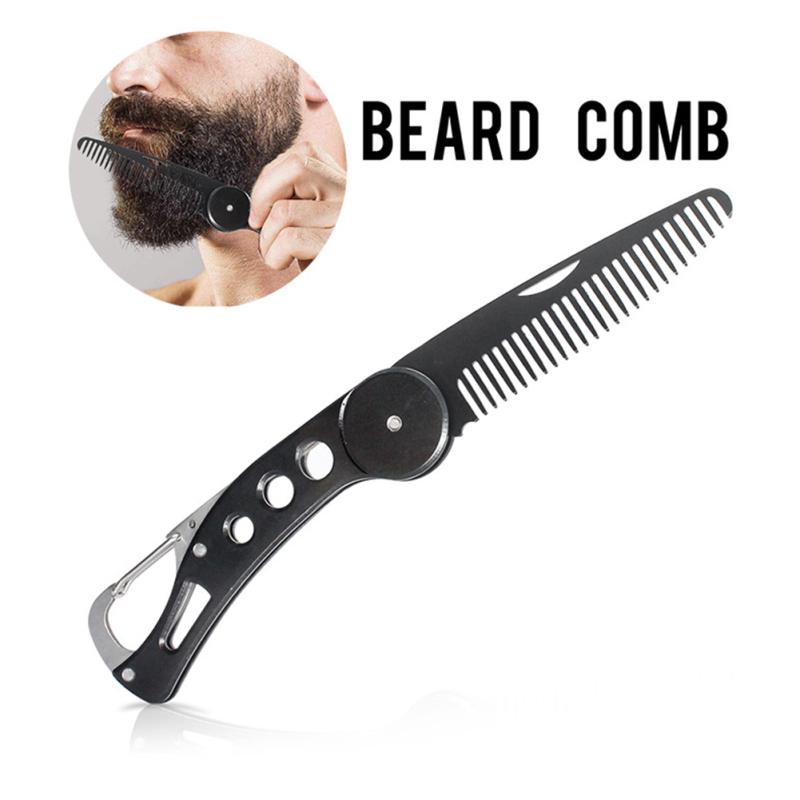 Stainless Steel Folding Comb Anti Static Beard Mustache Hairdressing Styling Comb for Men