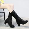 Autumn and winter tall knight boots fashion suede lace-up round head thick heel wish high heel martin boots women