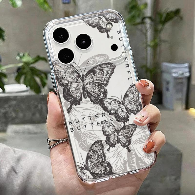 Butterfly Pattern Case For iPhone 17 Pro Max Coque iPhone 16 15 14 13 12 Pro Max 11 Clear TPU Silicone Soft Cover