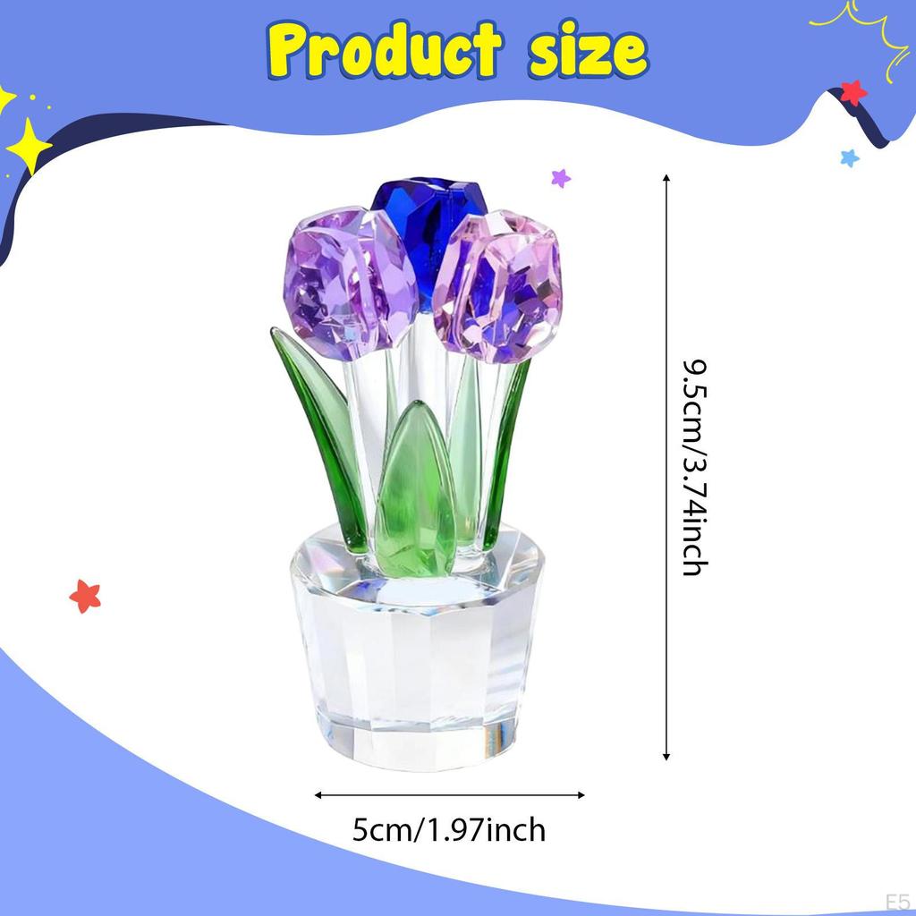 Crystal Craft Ornament Simple Style Desktop Living Room Decoration Flower Gifts