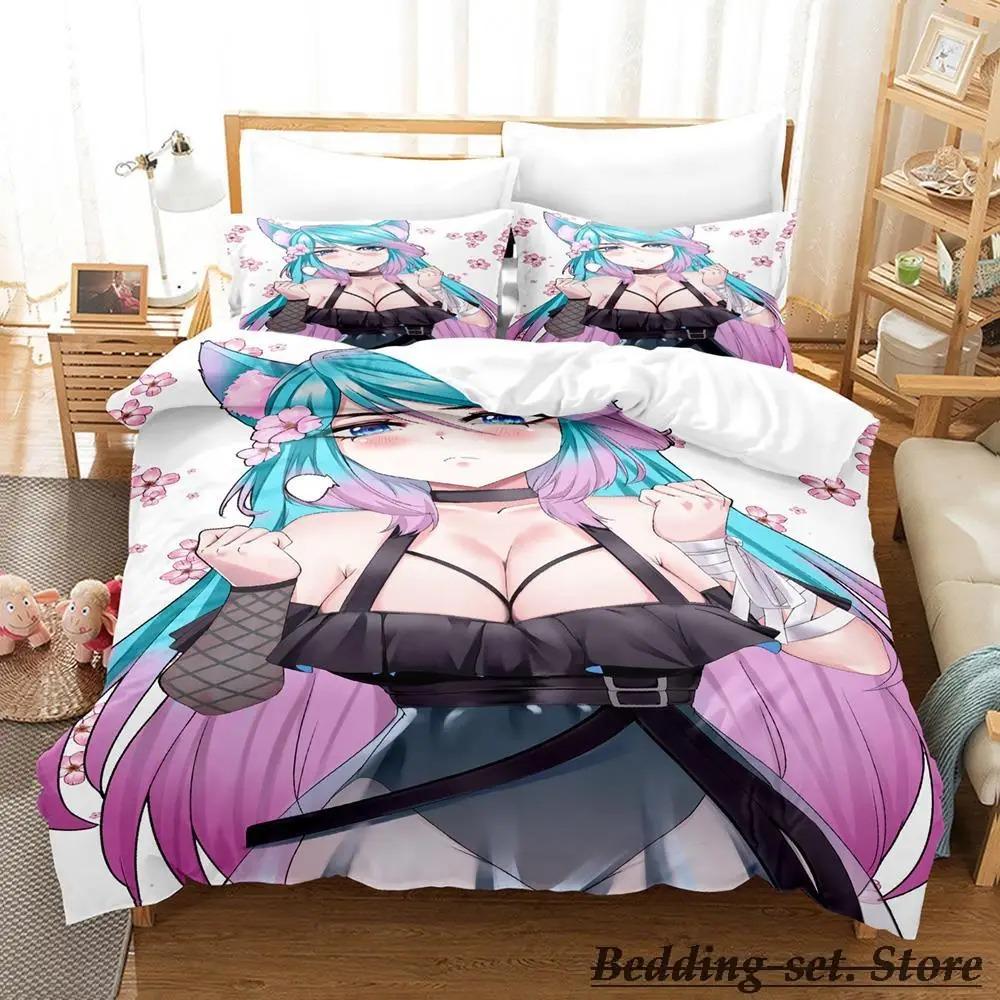 Sexy Girls Silvervale VTuber Bedding Set Single Twin Full Queen King Size Bed Set Adult Kid Bedroom Duvetcover Sets Anime Kawaii