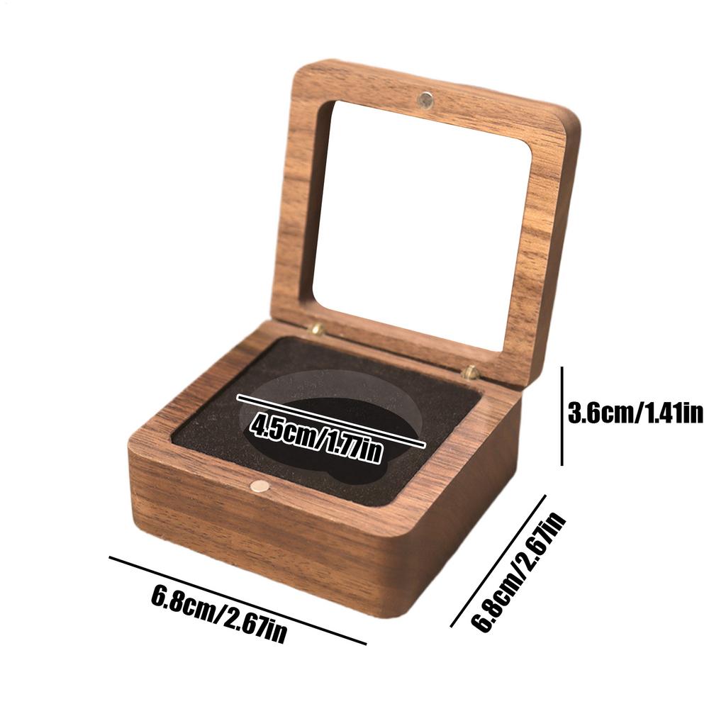 

Walnut Wood Badge Box Commemorative Coin Holder Capsules Container Badge Ancient Coin Collection Protection Box Elegant Gift Box