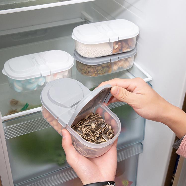 Double-Compartment Buckle-Seal Storage Jar for Kitchen Organization