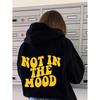 Fleece Shoulder Sleeve Sweater Back Letter Print Kangaroo Pocket Drawstring Large Size Hooded