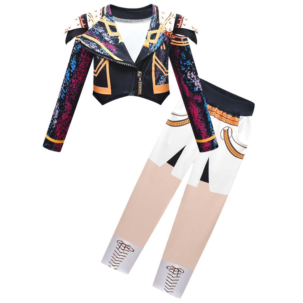 Kids Girls Anime Cartoon POP Singer Super Star Printed Vest Jacket Pants Clothes Set Outfit Halloween Cosplay Costumes