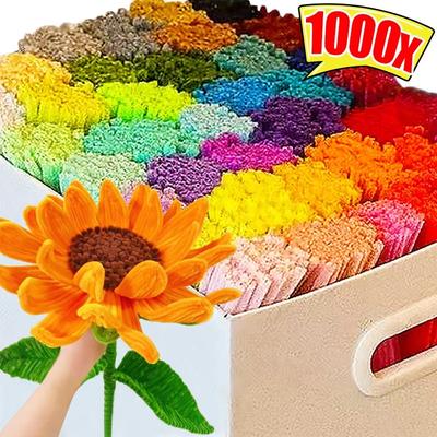 100-500pcs Chenille Stem Wire for DIY Crafts, Bendable Fuzzy Stems for Models Home Decor, Bendable & Twistable