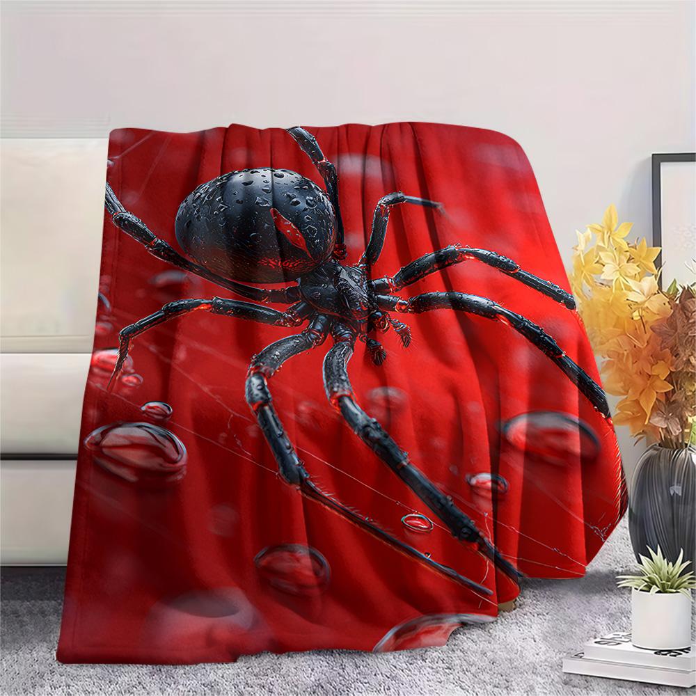 Spider Print Flannel Blanket, High quality Comfortable for All Seasons, Home Decor, Warmth and Comfort, Perfect for Christmas Gifts