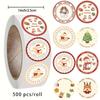 500-Sheet Christmas Sticker Roll: 2.5cm Removable Round Cute Holiday Labels