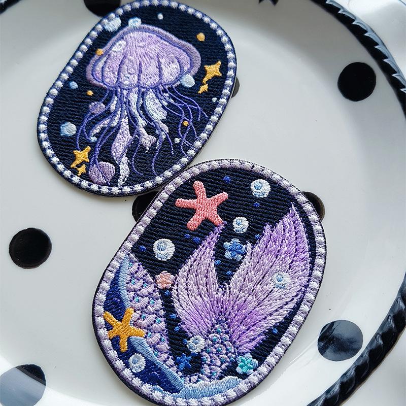 Cartoon Marine Animal Embroidered Iron-on Patch for Jeans, Bags & DIY Repair