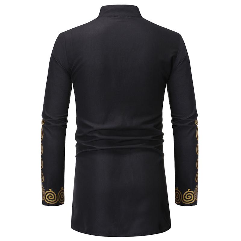 Men's Shirt - Autumn/Winter Casual Stand Collar, Hot Stamping, Medium Long Style (CG9)