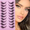 Cat Eye False Eyelashes 10 Pairs Fluffy Faux Mink Natural Volume Lashes Easy to Remove for New Learners
