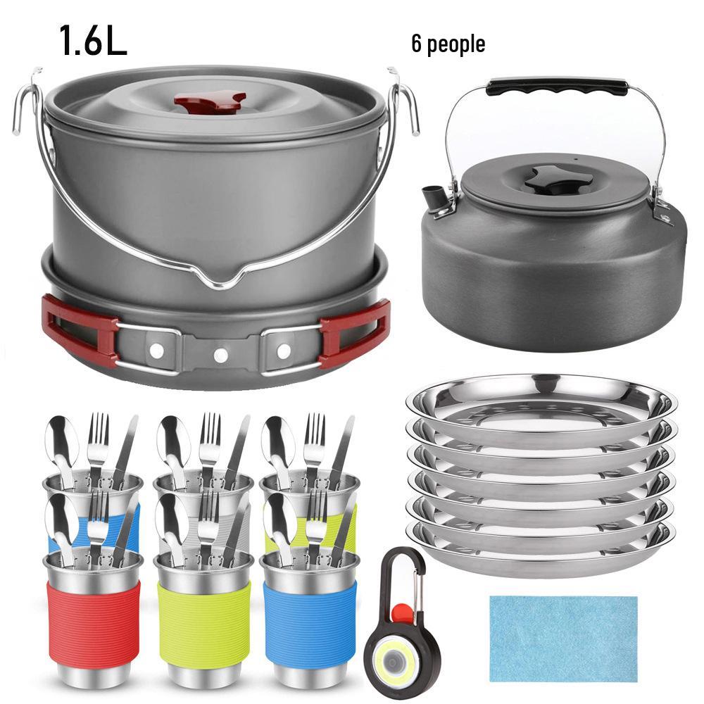 Cross-border Portable 1.6L Teapot and Kettle Outdoor Camping Cookware Set