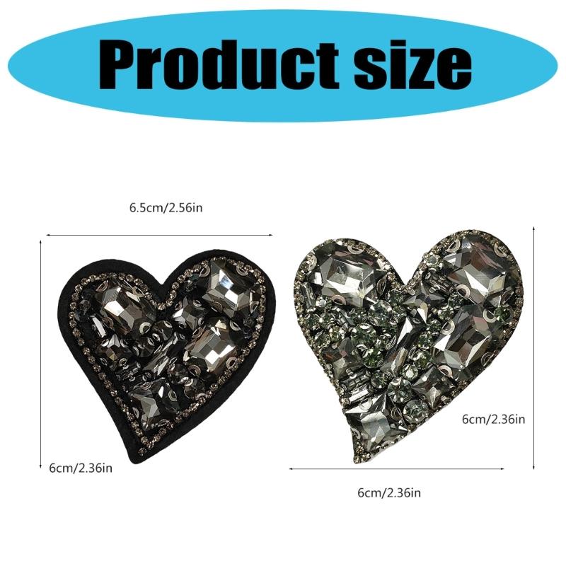 Heart Sew On Patches Rhinestones Applique Rhinestones Iron On Sew On Patches for Clothing Wedding Dress Jackets Jeans