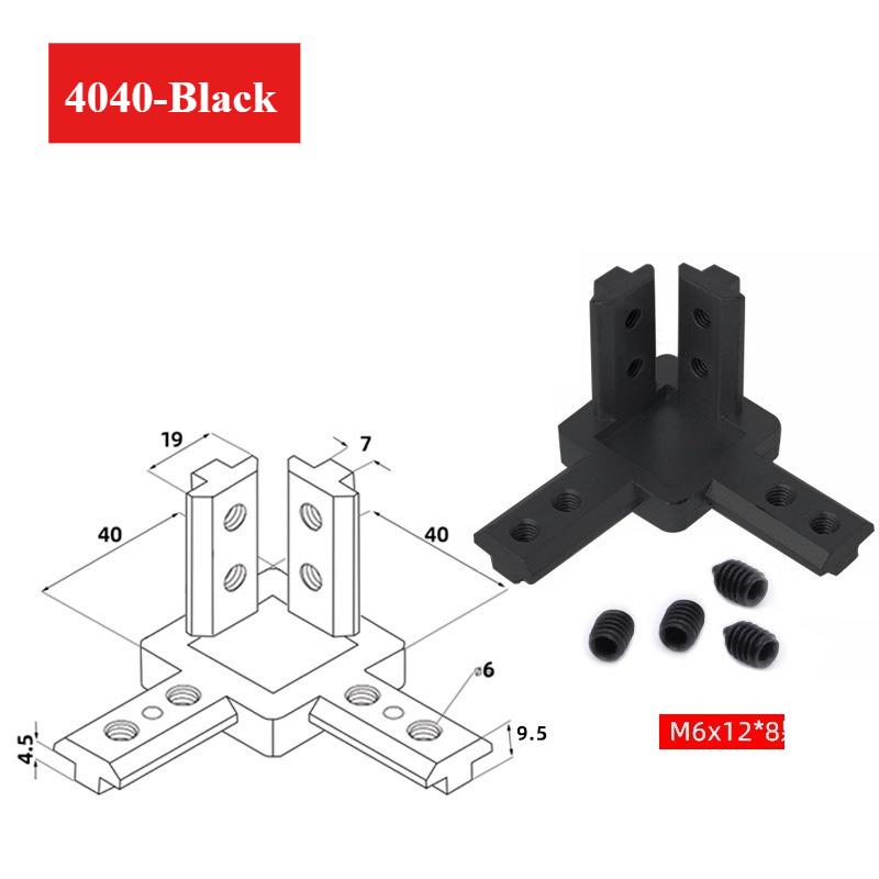 20/30/40 3-dimensional Right-angle Connector 3-Way End Corner Bracket Connector Cast Aluminum Universal Angle Slot Connector