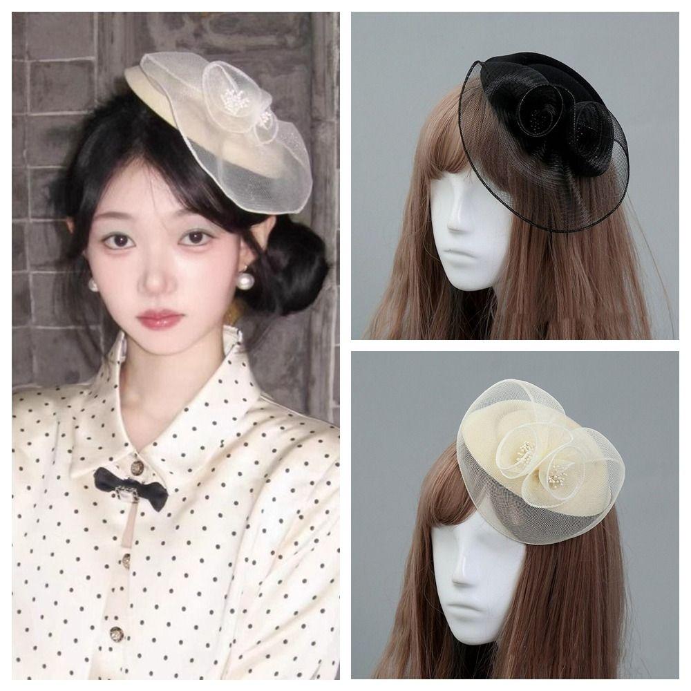 Mesh Mesh Hat Hair Clip British Style Headwear Elegant Mesh Formal Hat Hairpin  Women