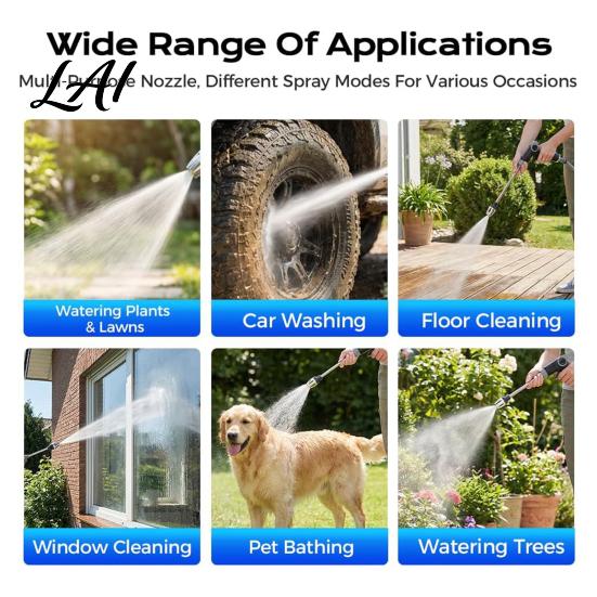 Window Rinsing Washer Adjustable High Pressure Sprayer with 4 Spray Modes Garden Hose Multi Mode Adapter Car Washing Portable Outdoor Cleaning