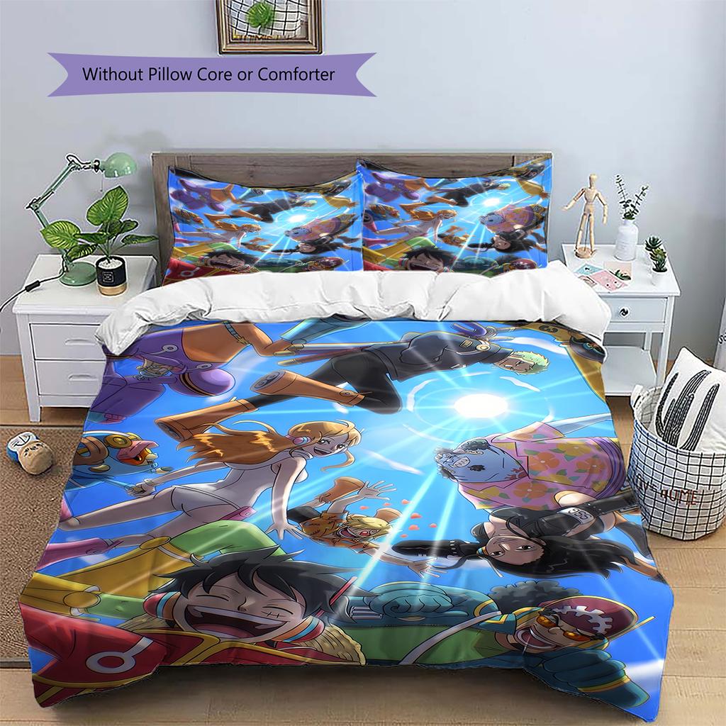 One Piece All Straw Hats Bedding Set Duvet Cover Pillowcase No Filler, Soft Home Bedroom Decor, Perfect Gift for Fans.chl