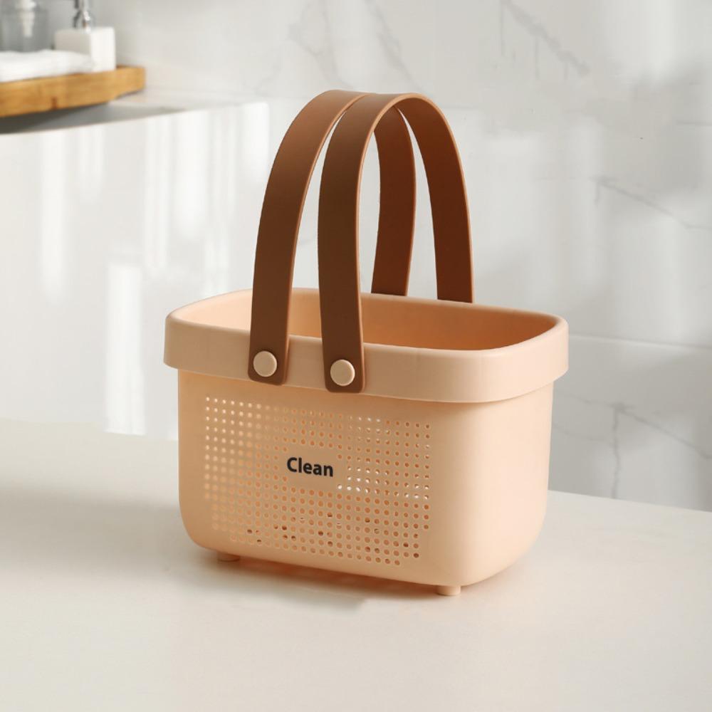 

Multifunctional Bath Toiletry Bag Hollow Picnic Tote Bag Durable Shower Storage Basket Travel Orange Small