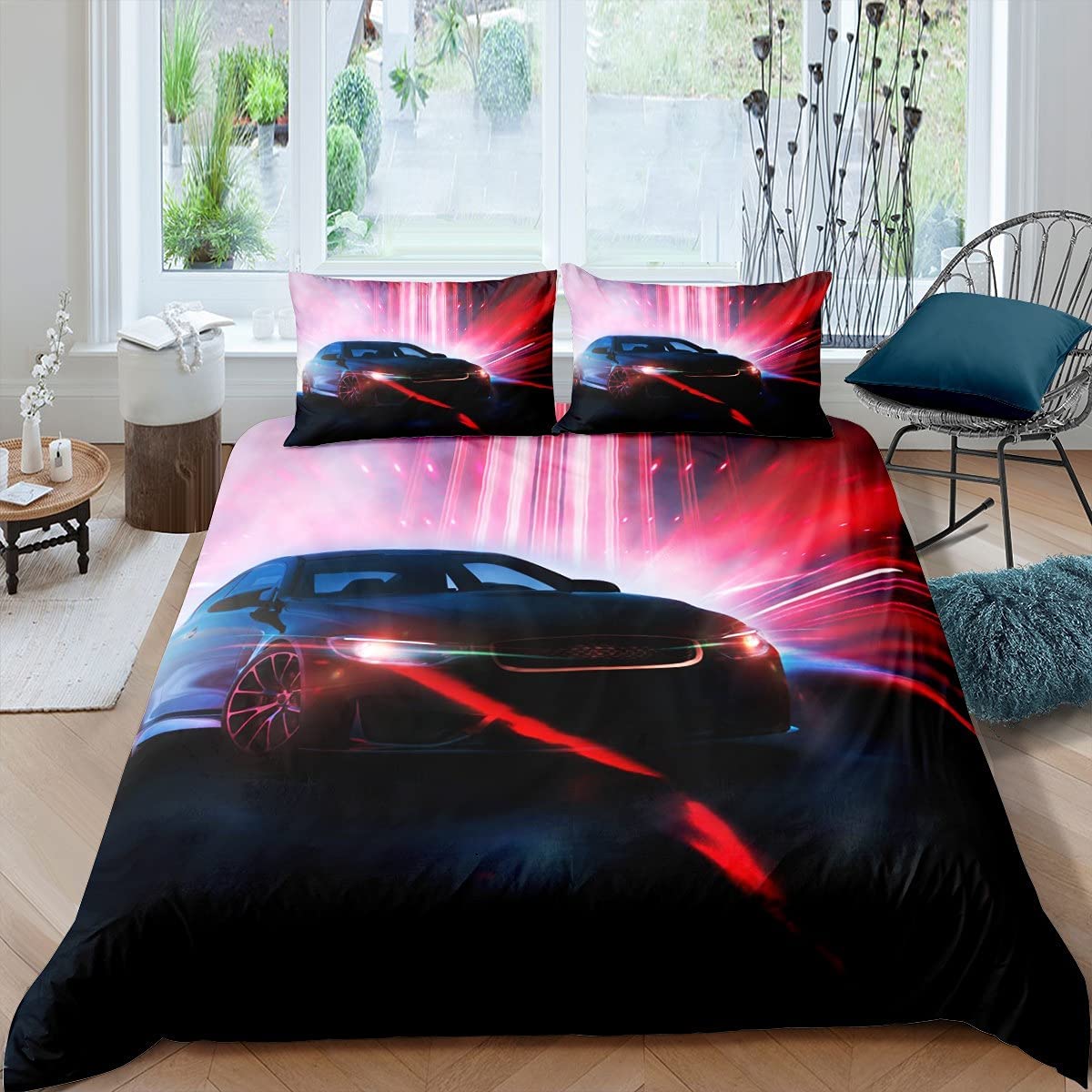 

Пододеяльник с изображением гоночной машины, комплект постельного белья для мальчиков в спортивном стиле, для детей и подростков, мягкий пододеяльник из микрофибры с изображением 3D-гоночной машины EU single(135x200cm)