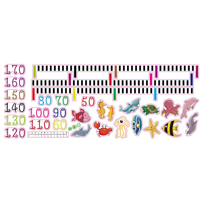 Heart Wall Sticker Baby Growth Chart Under Sea Animal Height Measure Decal