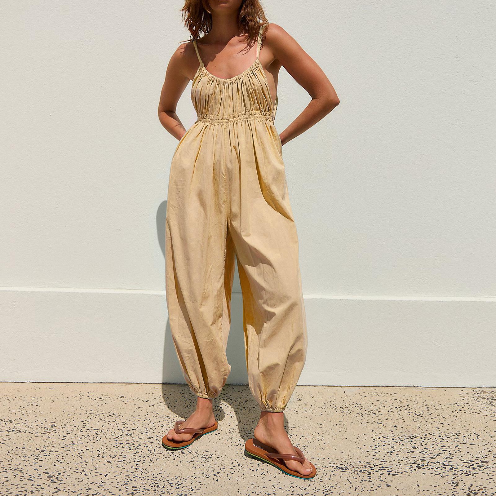 Женский Цветной Комбинезон Без Рукавов С Карманным Жилетом Повседневный Комбинезон M